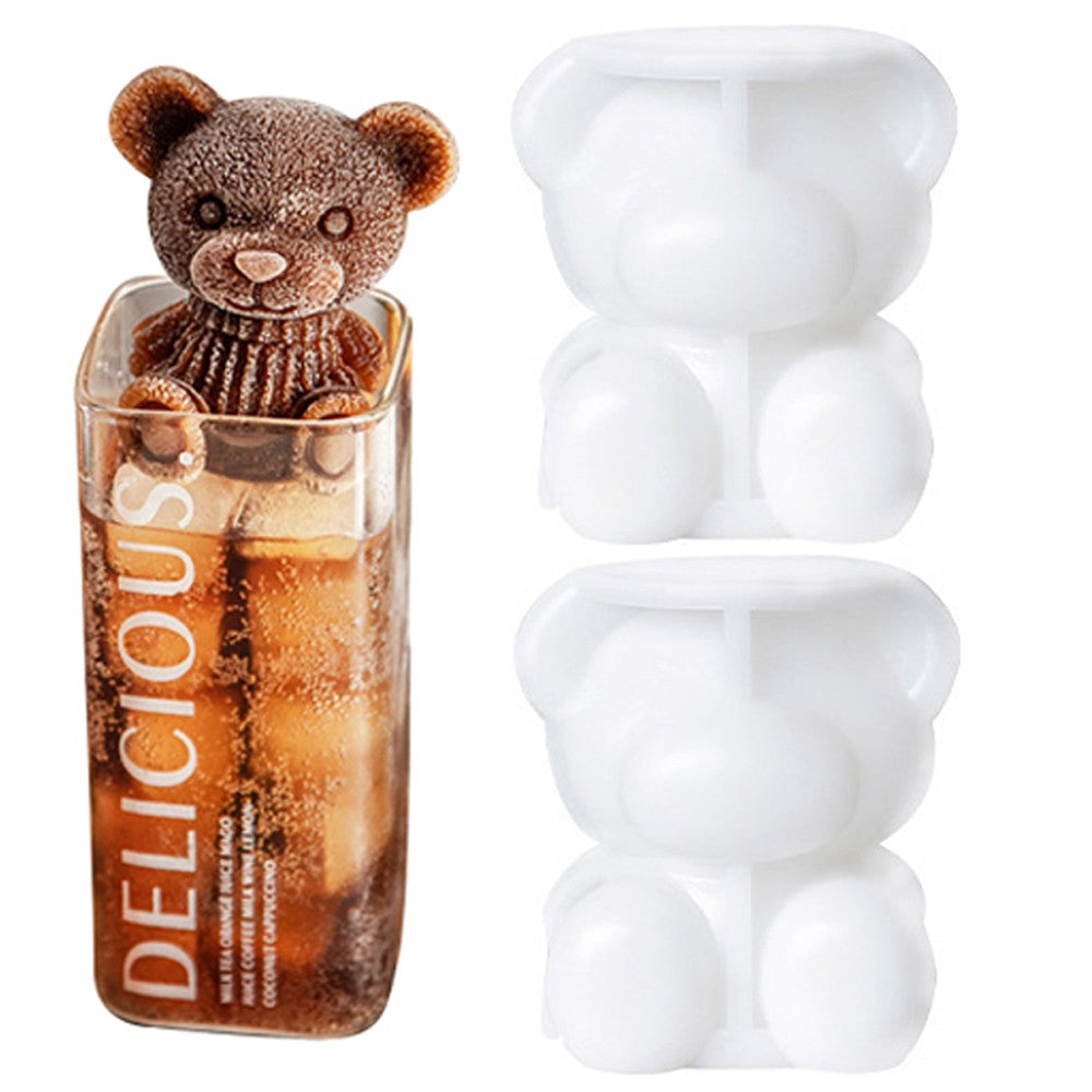 2Pcs Bear Shaped Ice Cube Maker Ice Mold Whiskey Wine Cocktail Ice Cube Tool