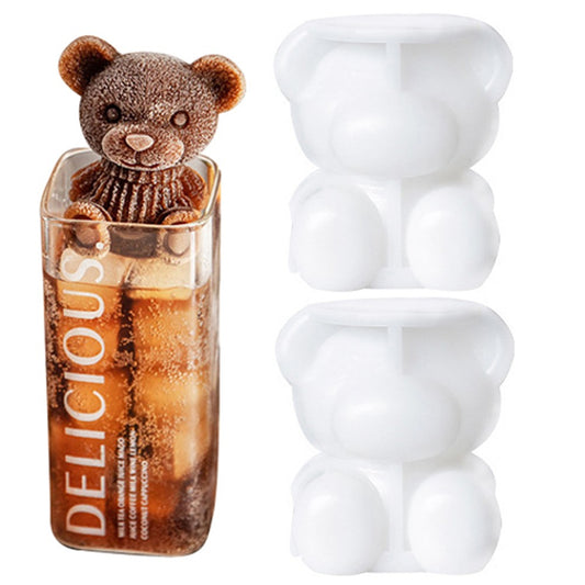 2Pcs Bear Shaped Ice Cube Maker Ice Mold Whiskey Wine Cocktail Ice Cube Tool