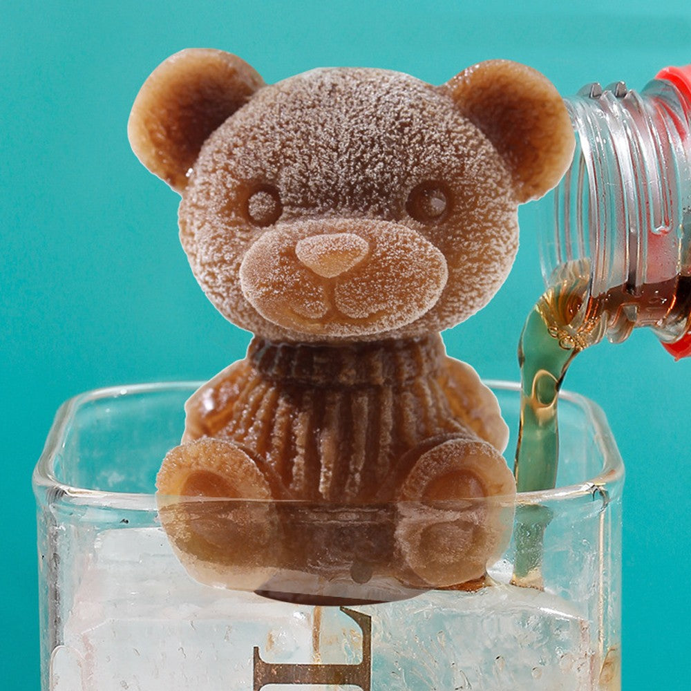 2Pcs Bear Shaped Ice Cube Maker Ice Mold Whiskey Wine Cocktail Ice Cube Tool