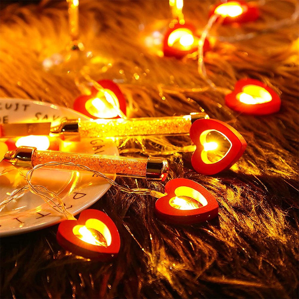 3M 20LEDs Valentines Day Red Heart String Light Battery Operated Fairy Lights