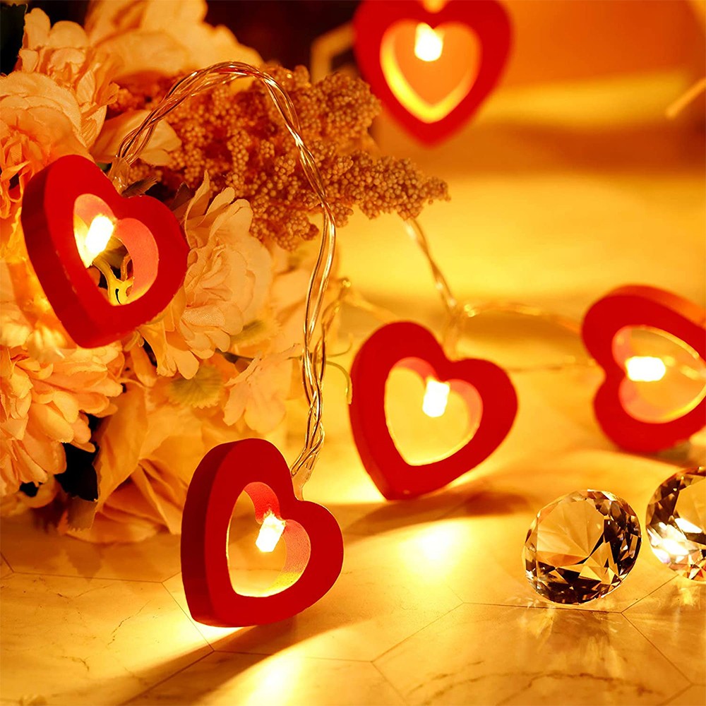 3M 20LEDs Valentines Day Red Heart String Light Battery Operated Fairy Lights