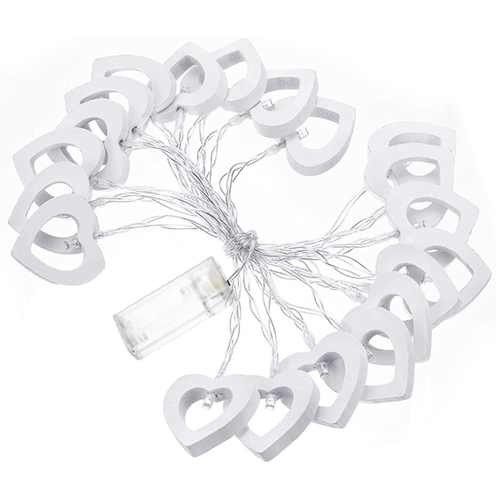 3M 20LEDs Valentines Day White Heart String Light Battery Operated Fairy Lights