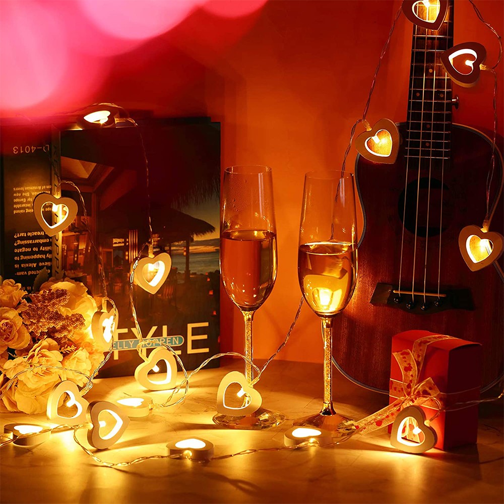 3M 20LEDs Valentines Day White Heart String Light Battery Operated Fairy Lights