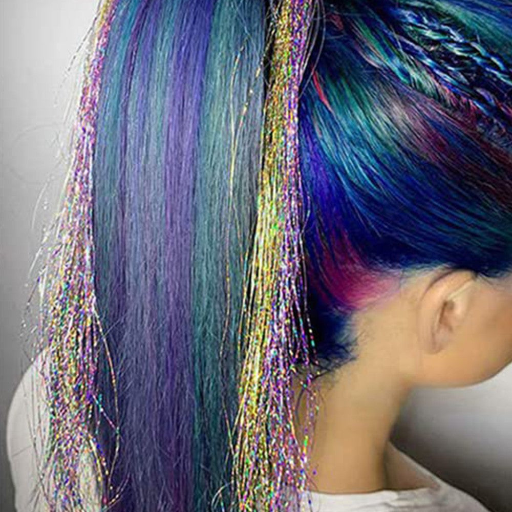 10Pcs Sparkling Shiny Hair Tinsel Extensions Colorful Hair Tinsel Glitter Hair