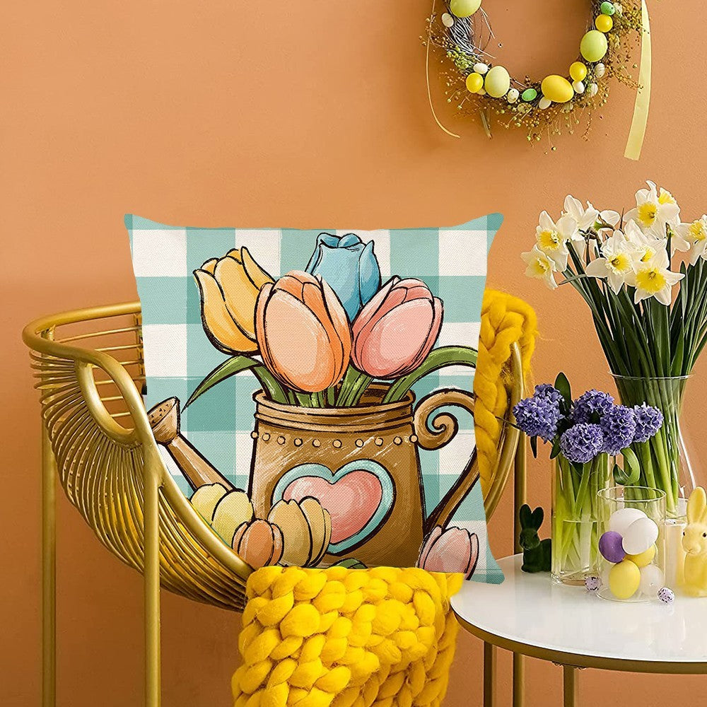 2Pcs Easter Pillow Covers Bunny Decorative Pillowcase Style 3