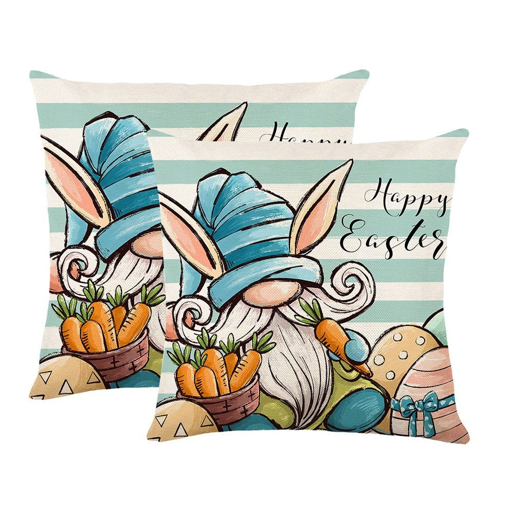 2Pcs Easter Pillow Covers Bunny Decorative Pillowcase Style 4