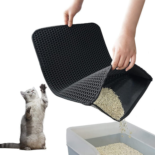 1 X Foldable Cat Litter Box Mat Honeycomb Double Layer Urine Proof Trapping Mat