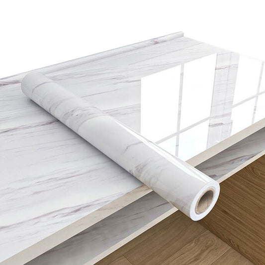 1 X 10M Self Adhesive White Marble Wallpaper Peel and Stick Granite Sticker