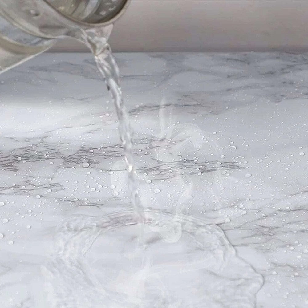 1 X 10M Self Adhesive White Marble Wallpaper Peel and Stick Granite Sticker