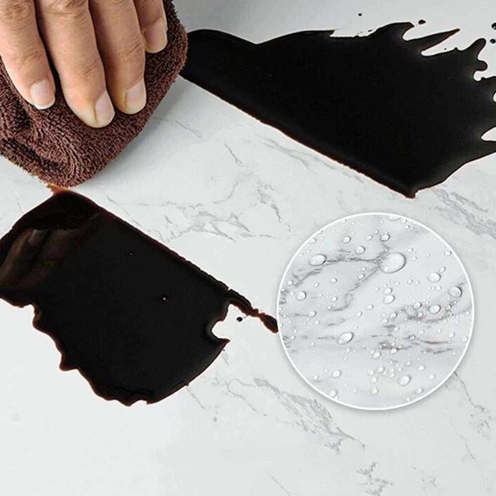 1 X 10M Self Adhesive White Marble Wallpaper Peel and Stick Granite Sticker