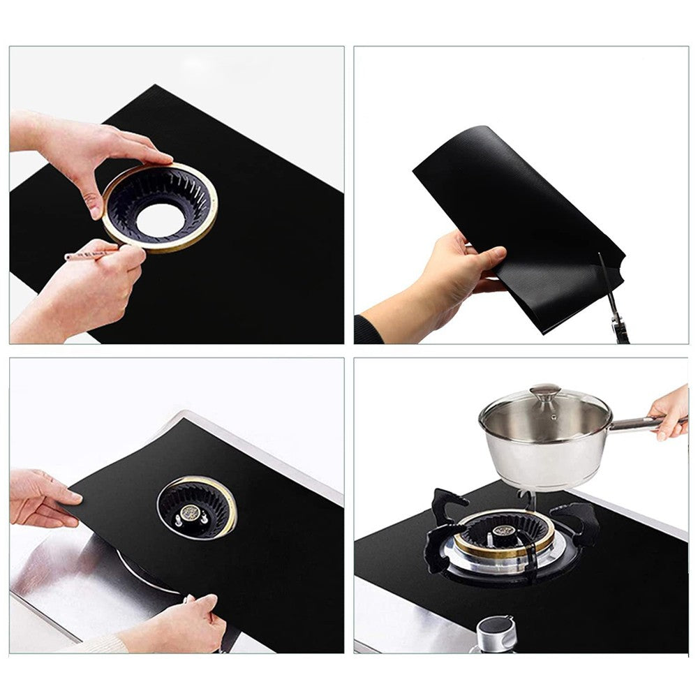 1 X Set of 3Pcs Non-Stick Gas Stove Protector Mat Reusable Burner Covers Pad