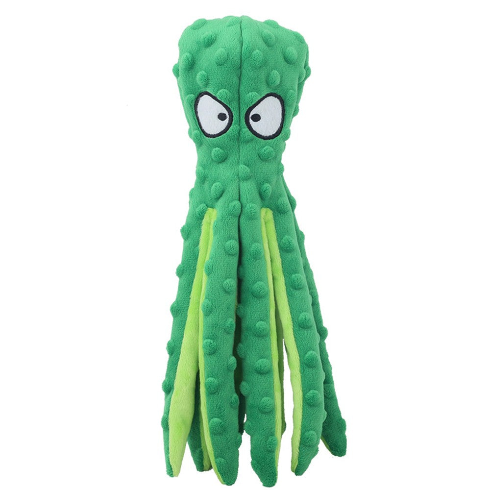 Pet Dog Squeaky Toys Octopus Shaped Dog Chew Toys Plush Dog Toys Green