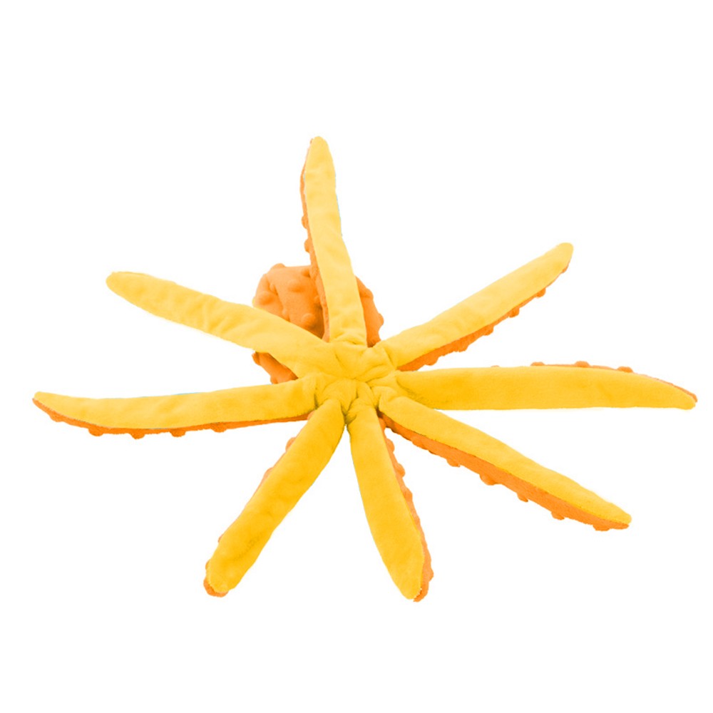 Pet Dog Squeaky Toys Octopus Shaped Dog Chew Toys Plush Dog Toys Orange