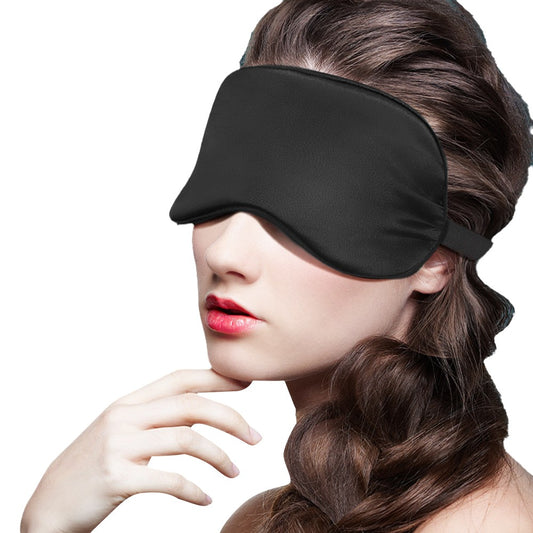 Adjustable Mulberry Silk Sleep Eye Mask Blindfold Travel Eye Mask with Bag Black