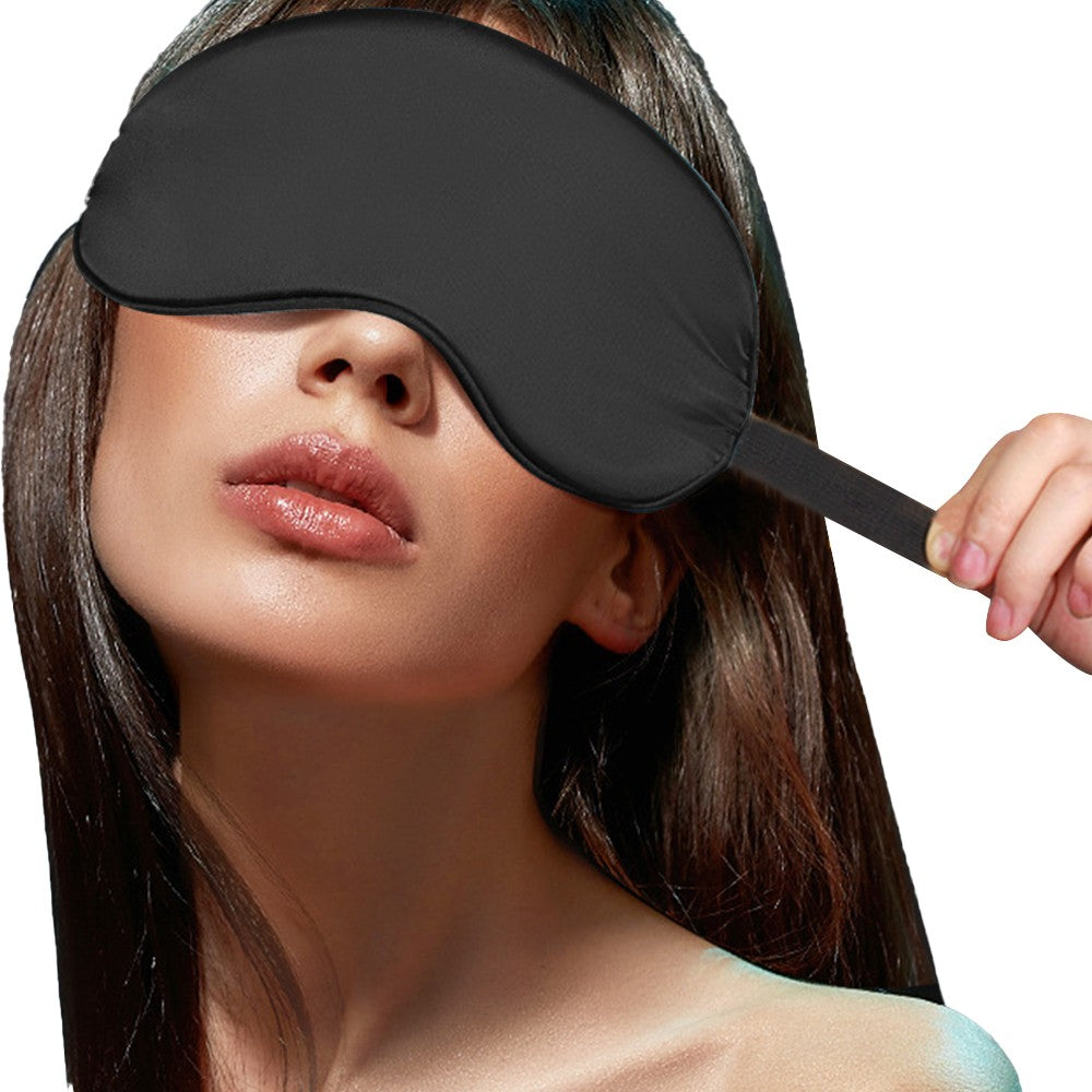 Adjustable Mulberry Silk Sleep Eye Mask Blindfold Travel Eye Mask with Bag Black
