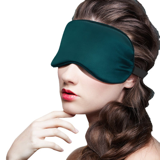 Adjustable Mulberry Silk Sleep Eye Mask Blindfold Travel Eye Mask with Bag Green