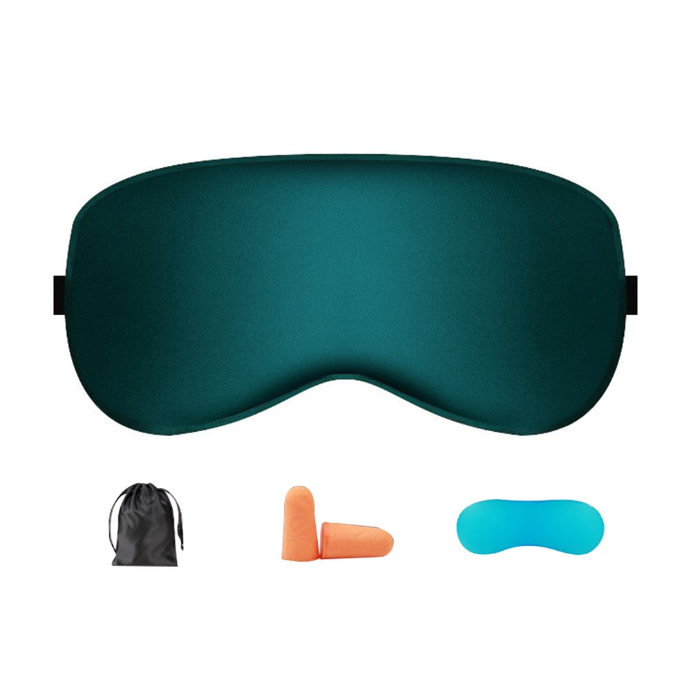 Adjustable Mulberry Silk Sleep Eye Mask Blindfold Travel Eye Mask with Bag Green