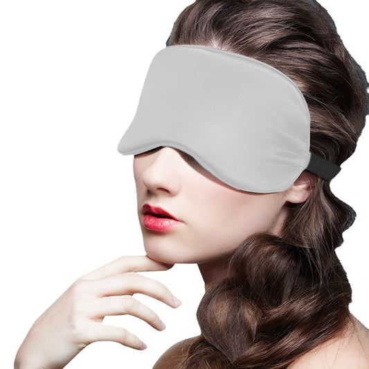 Adjustable Mulberry Silk Sleep Eye Mask Blindfold Travel Eye Mask with Bag Silver