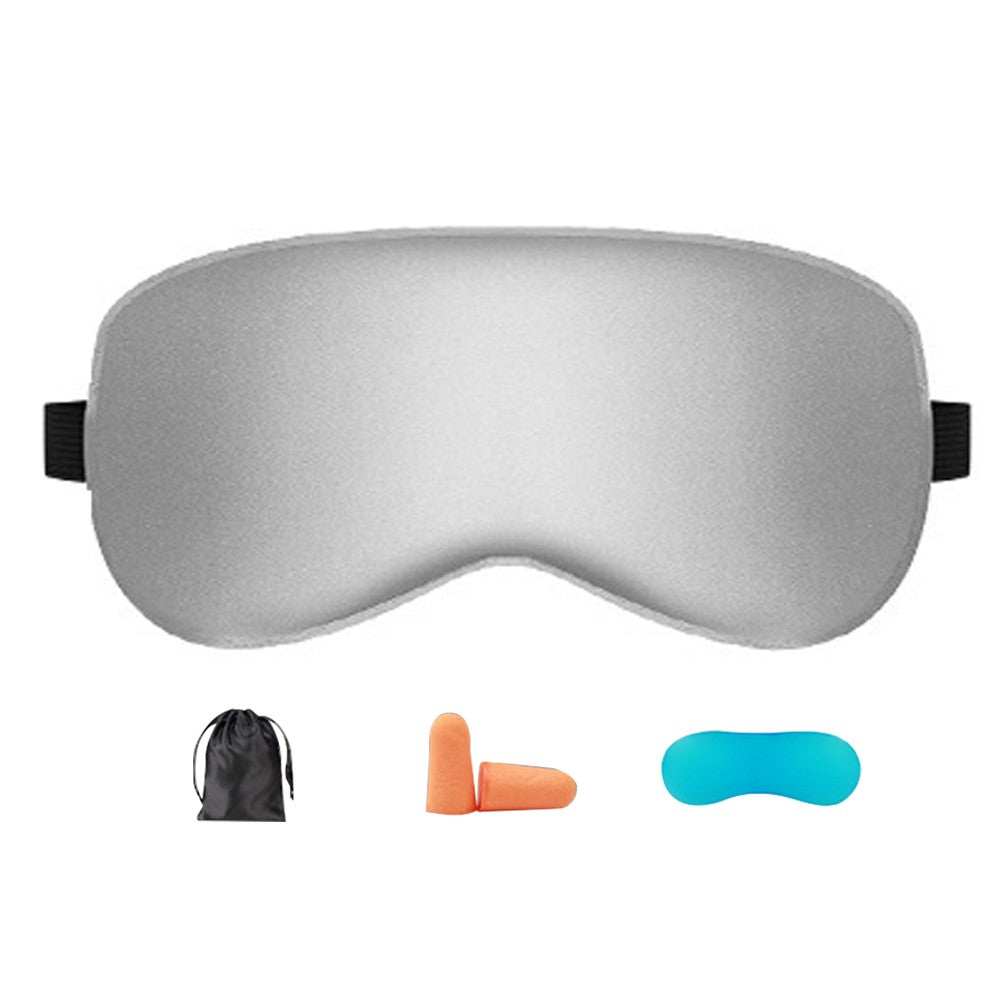 Adjustable Mulberry Silk Sleep Eye Mask Blindfold Travel Eye Mask with Bag Silver