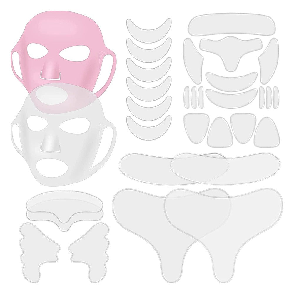 1 X Set of 32Pcs Reusable Silicone Facial Neck Anti-Wrinkle Pads Sleeping Mask