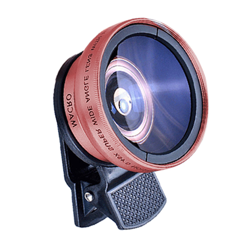 1 X 2 in1 Portable 0.45X 49UV Wide Angle Macro Phone Camera Lens Kit Rose Gold