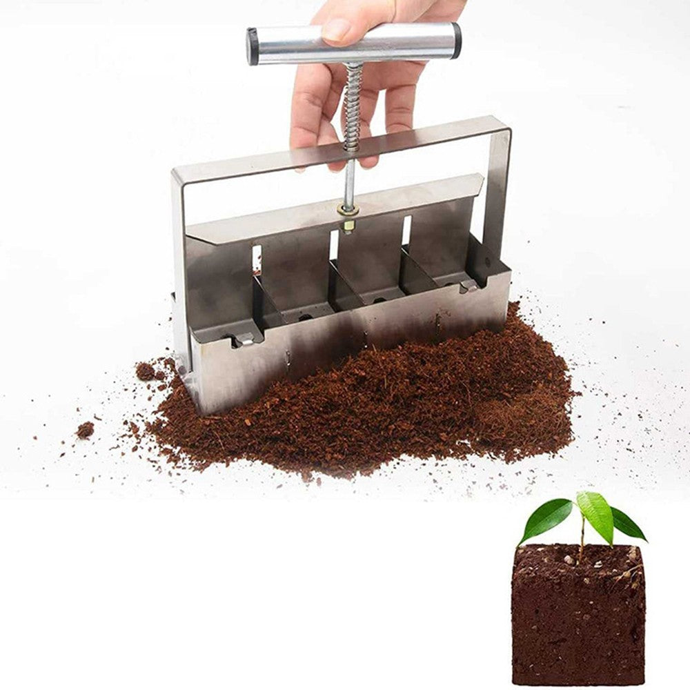 Handheld Soil Blocker Maker Metal Seedling Plant Soil Blocking Tool