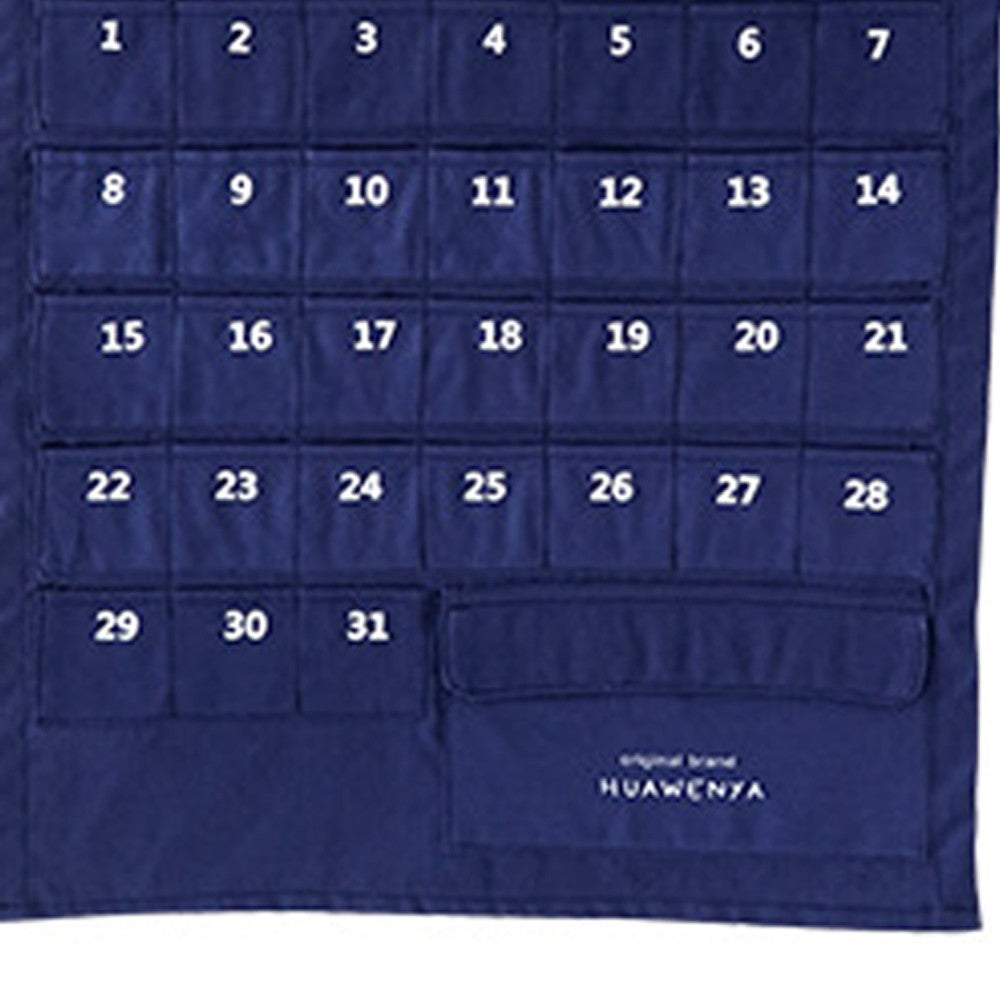 2 X Hanging Calendar Storage Bag with 32 Pockets Hanging Calendar Memo Bag Navy Blue