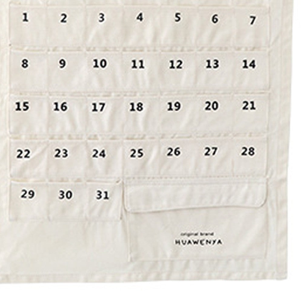 2 X Hanging Calendar Storage Bag with 32 Pockets Hanging Calendar Memo Bag White
