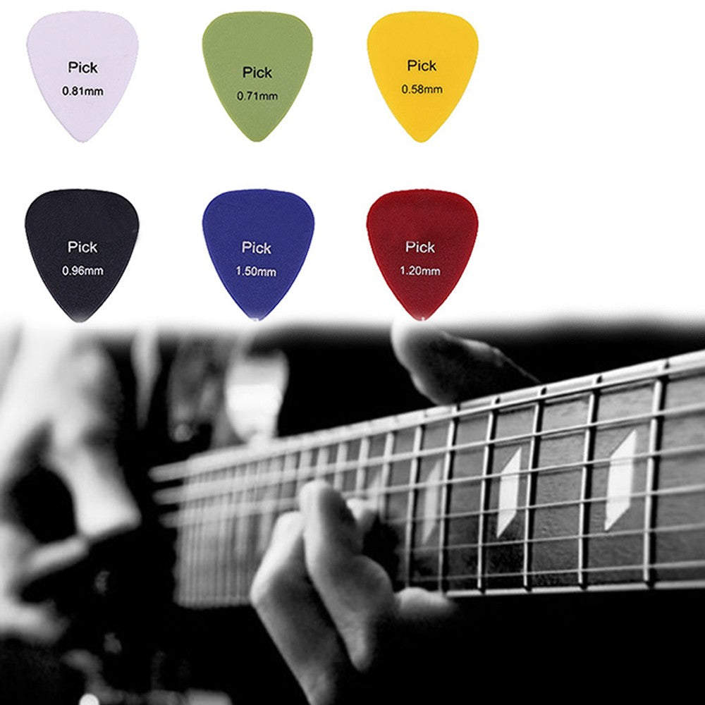100Pcs 1.2mm Guitar Picks and Guitar Note Stickers Set