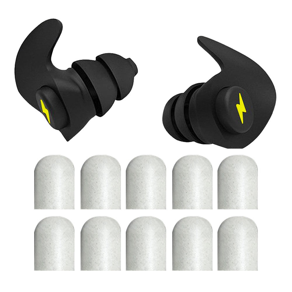 Earplugs for Sleeping Noise Canceling Reusable Silicone Ear Plugs with 5 Pairs Sponge Earplugs Black