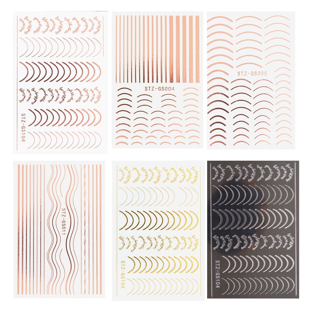 12 Sheets DIY Self Adhesive Nail Decals Stripes Design Nail Sticker Accessories