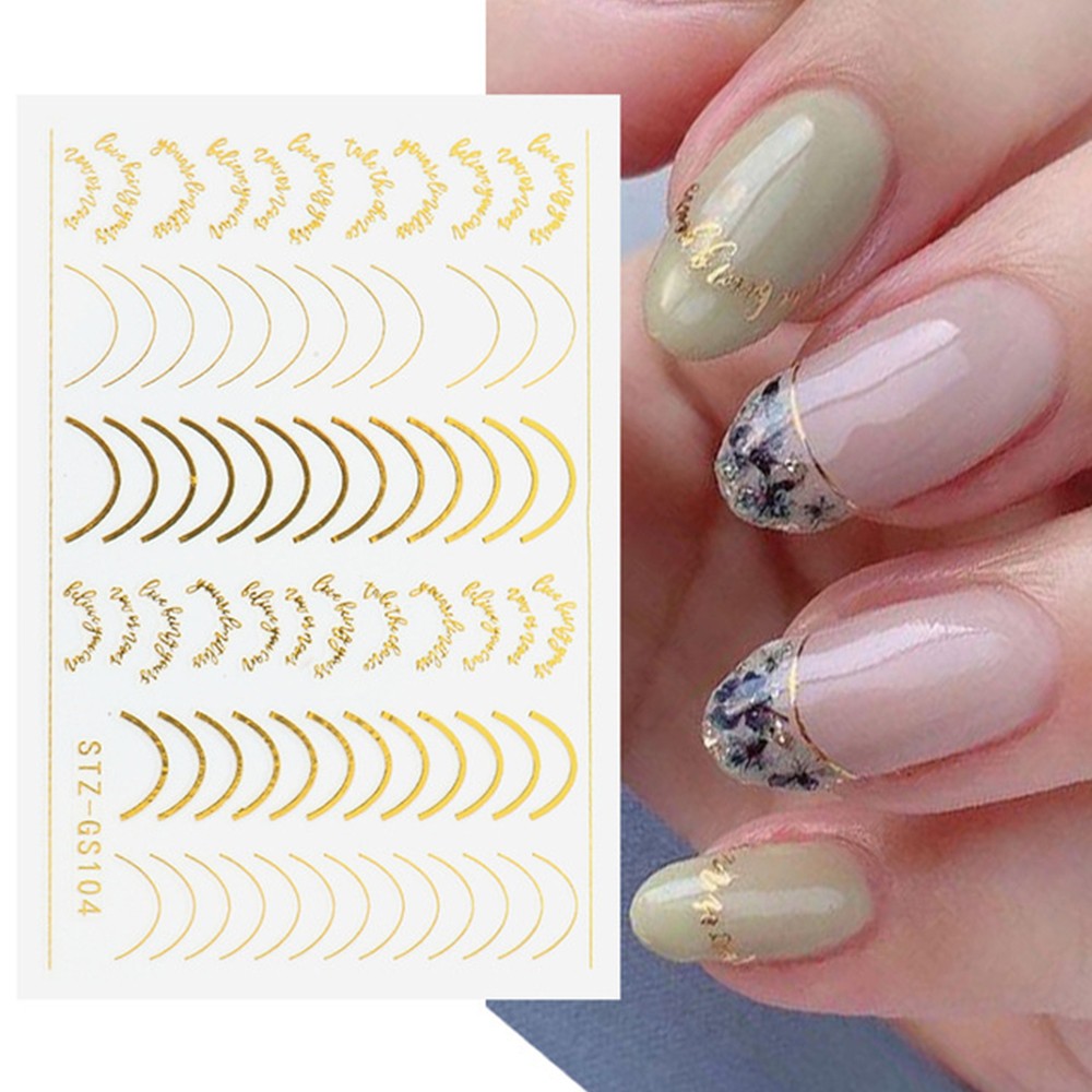 12 Sheets DIY Self Adhesive Nail Decals Stripes Design Nail Sticker Accessories