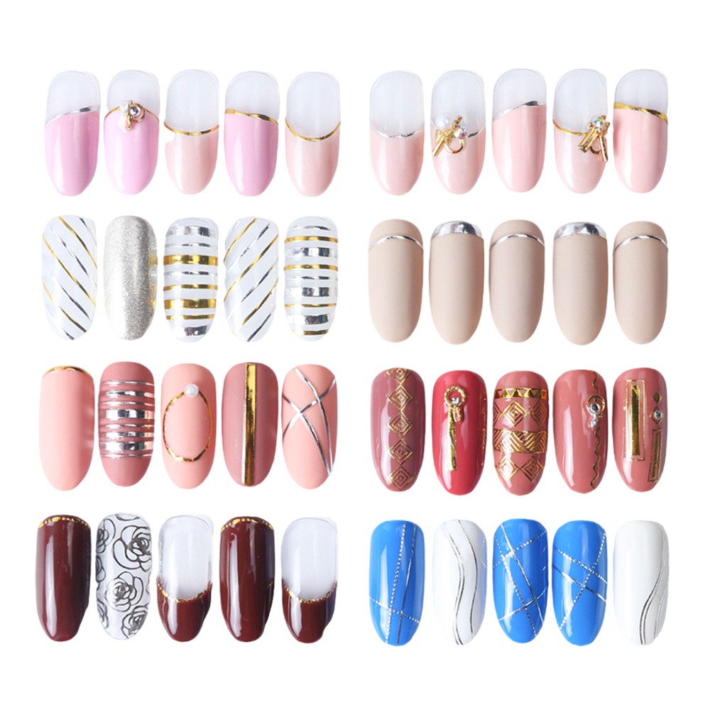 12 Sheets DIY Self Adhesive Nail Decals Stripes Design Nail Sticker Accessories