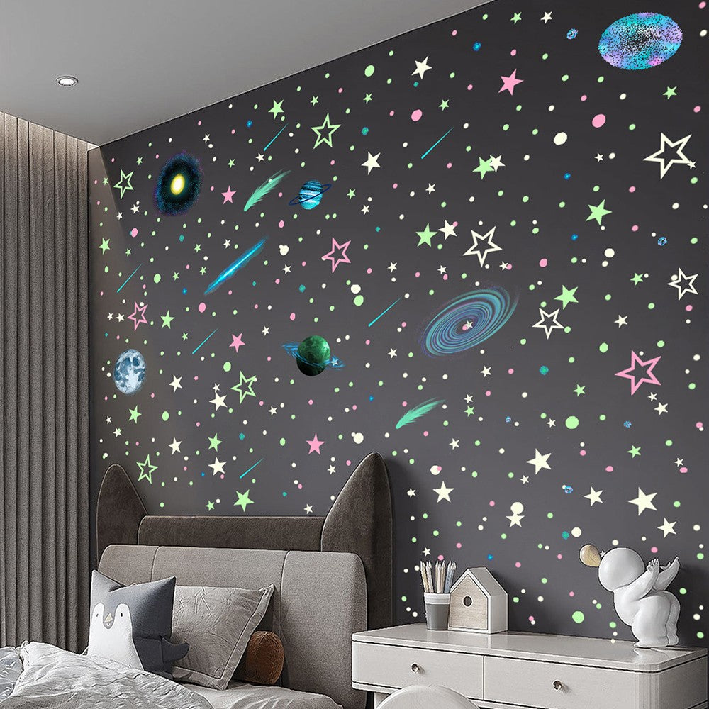 2 X Glow in the Dark Wall Decals Kit Self Adhesive Luminous Stars Wall Sticker Children's Room Wallpaper