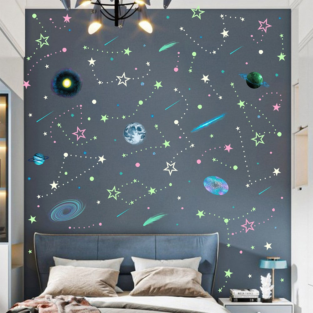 2 X Glow in the Dark Wall Decals Kit Self Adhesive Luminous Stars Wall Sticker Children's Room Wallpaper