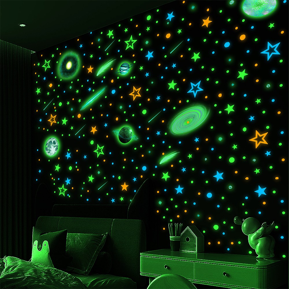 2 X Glow in the Dark Wall Decals Kit Self Adhesive Luminous Stars Wall Sticker Children's Room Wallpaper