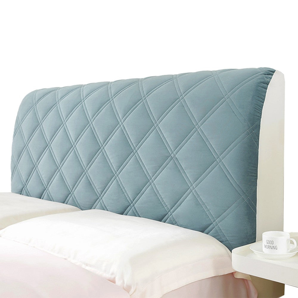 220x70cm Soft Thicken Quilted Bed Headboard Cover Bed Head Slipcover Dustproof Bed Head Backrest Protector Blue