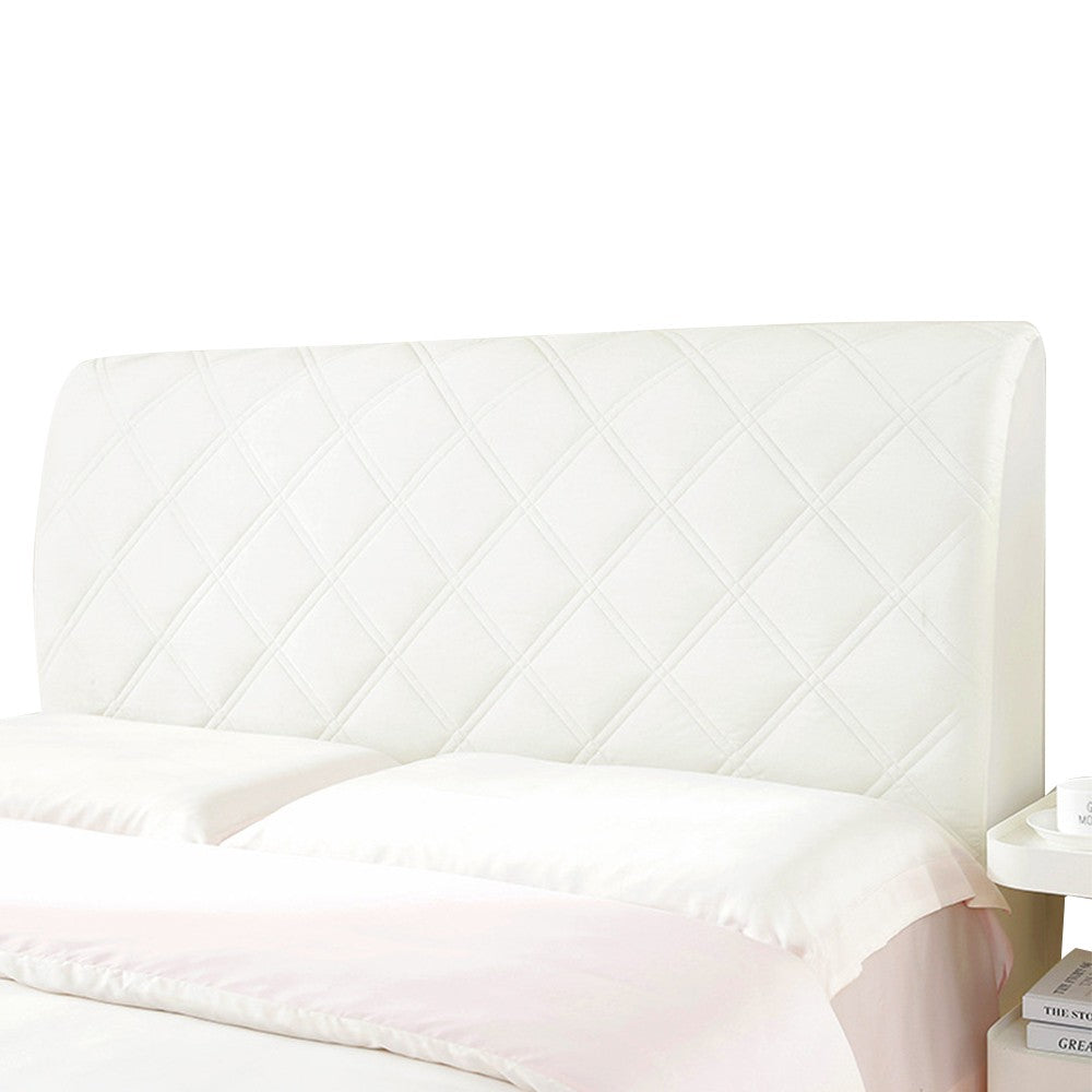 200x70cm Soft Thicken Quilted Bed Headboard Cover Bed Head Slipcover Dustproof Bed Head Backrest Protector White