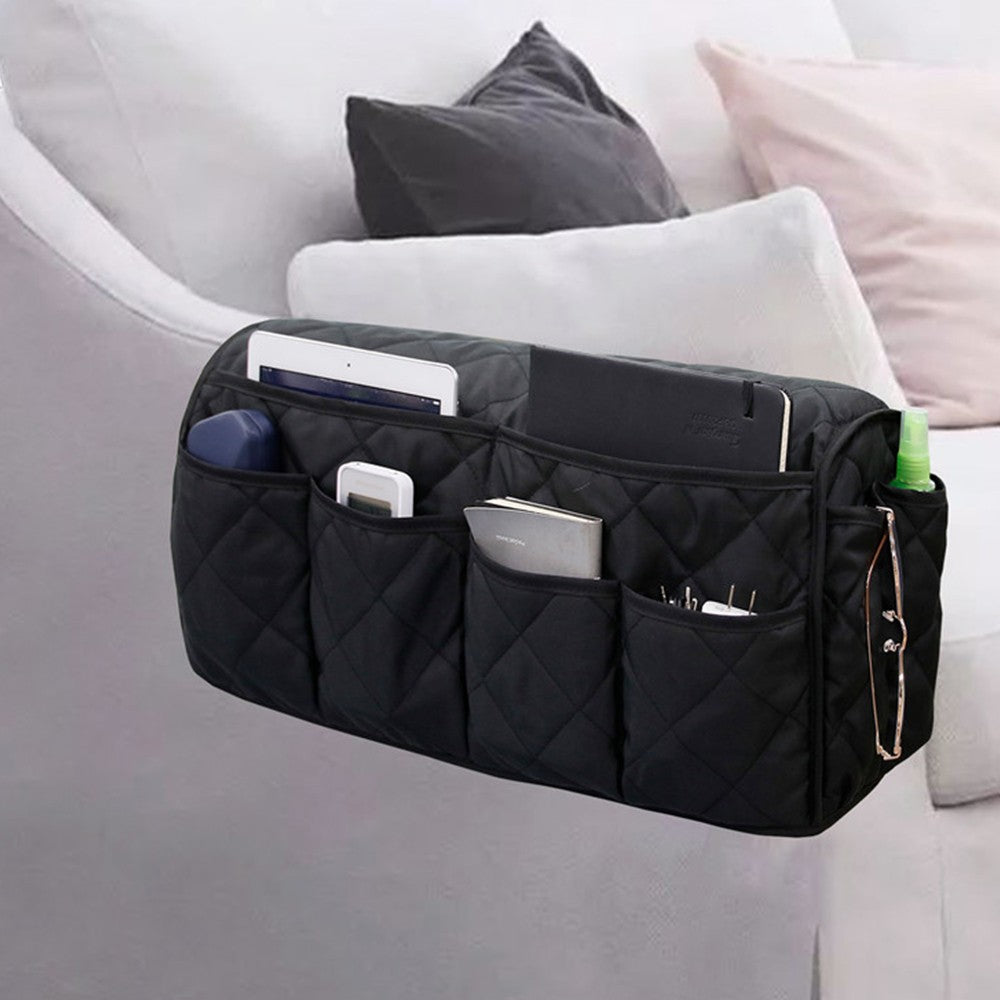 14 Pocket Sofa Armrest Organizer Remote Control Holder Storage Bag for Recliner Couch Armchair Black