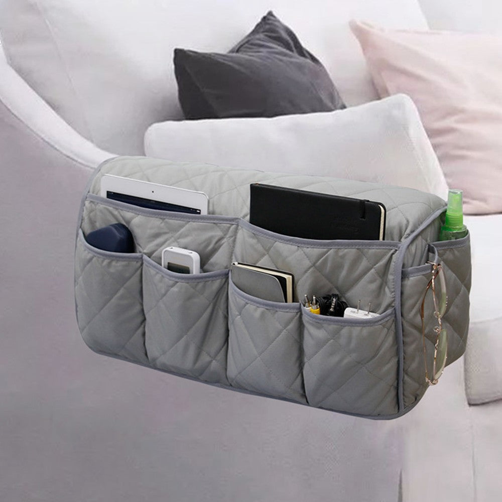 14 Pocket Sofa Armrest Organizer Remote Control Holder Storage Bag for Recliner Couch Armchair Grey