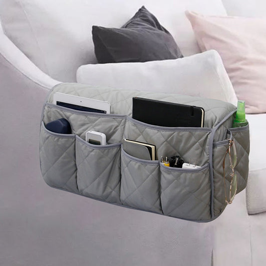 14 Pocket Sofa Armrest Organizer Remote Control Holder Storage Bag for Recliner Couch Armchair Grey