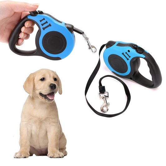 5m Retractable Nylon Dog Training Leash with Folding Bowl Waste Bag Dispenser Blue