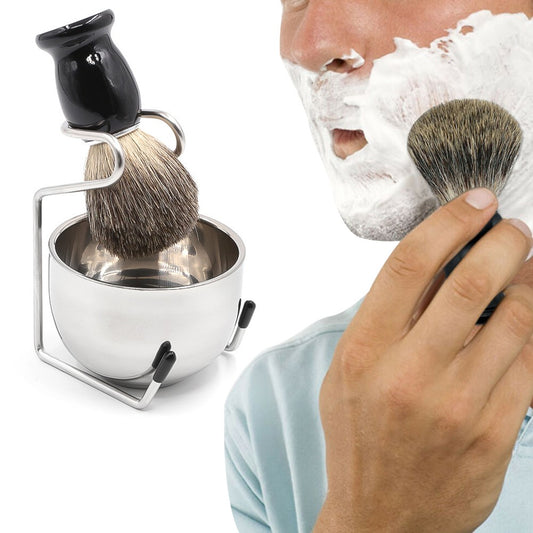 1 X 3Pcs Mens Shaving Brush Kit Beard Cleaning Tool Set Beard Brush Shaving Bowl