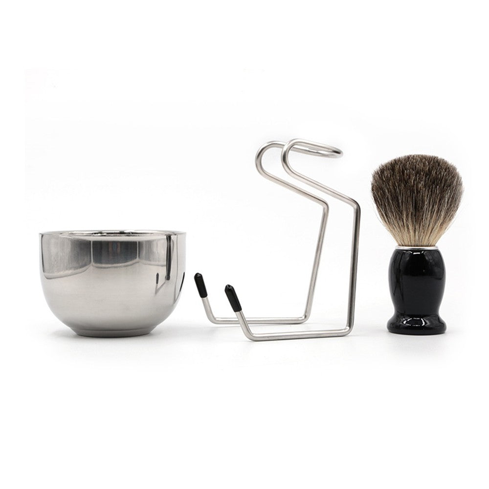 1 X 3Pcs Mens Shaving Brush Kit Beard Cleaning Tool Set Beard Brush Shaving Bowl