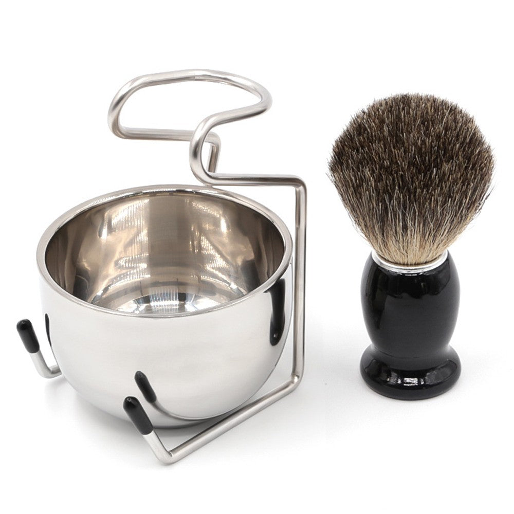 1 X 3Pcs Mens Shaving Brush Kit Beard Cleaning Tool Set Beard Brush Shaving Bowl