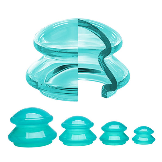 4Pcs Facial and Body Edge Cupping Therapy Set Clear Silicone Massage Cups for Cupping Therapy Green