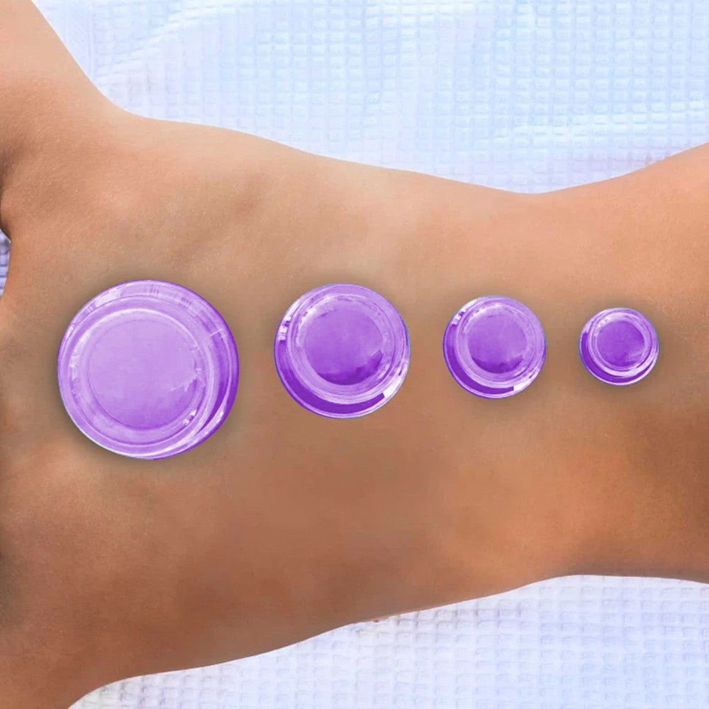 4Pcs Facial and Body Edge Cupping Therapy Set Clear Silicone Massage Cups for Cupping Therapy Purple