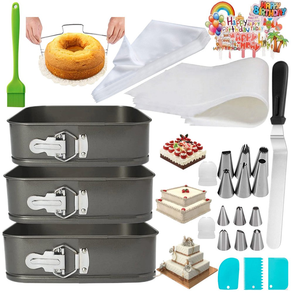 193Pcs Baking Cake Pan and Cake Decorating Supplies Set CheeseCake Maker Tool