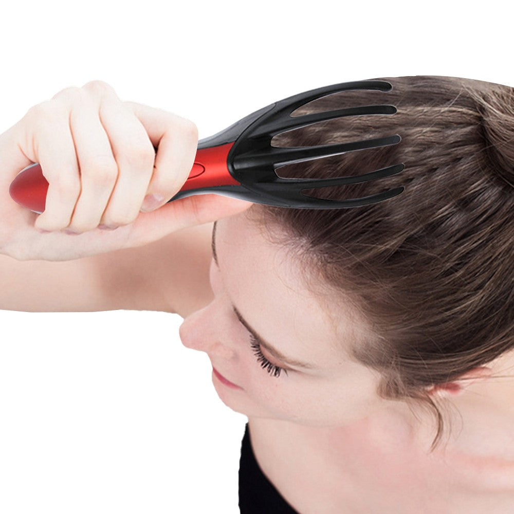 Electric Head Neck Vibration Massager Octopus Claw Scalp Massager Stress Relief Red