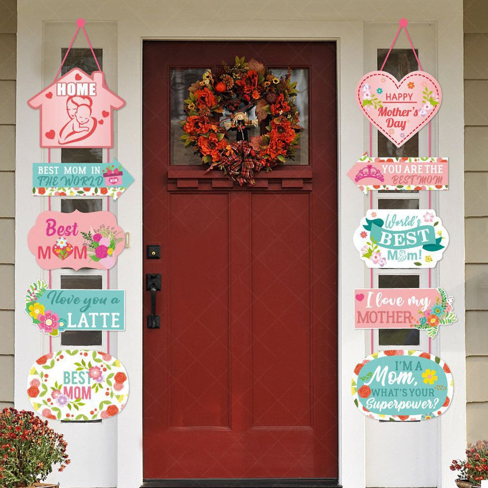 2 Sets of Mothers Day Door Banners Mothers Day Door Hanging Ornament Decoration